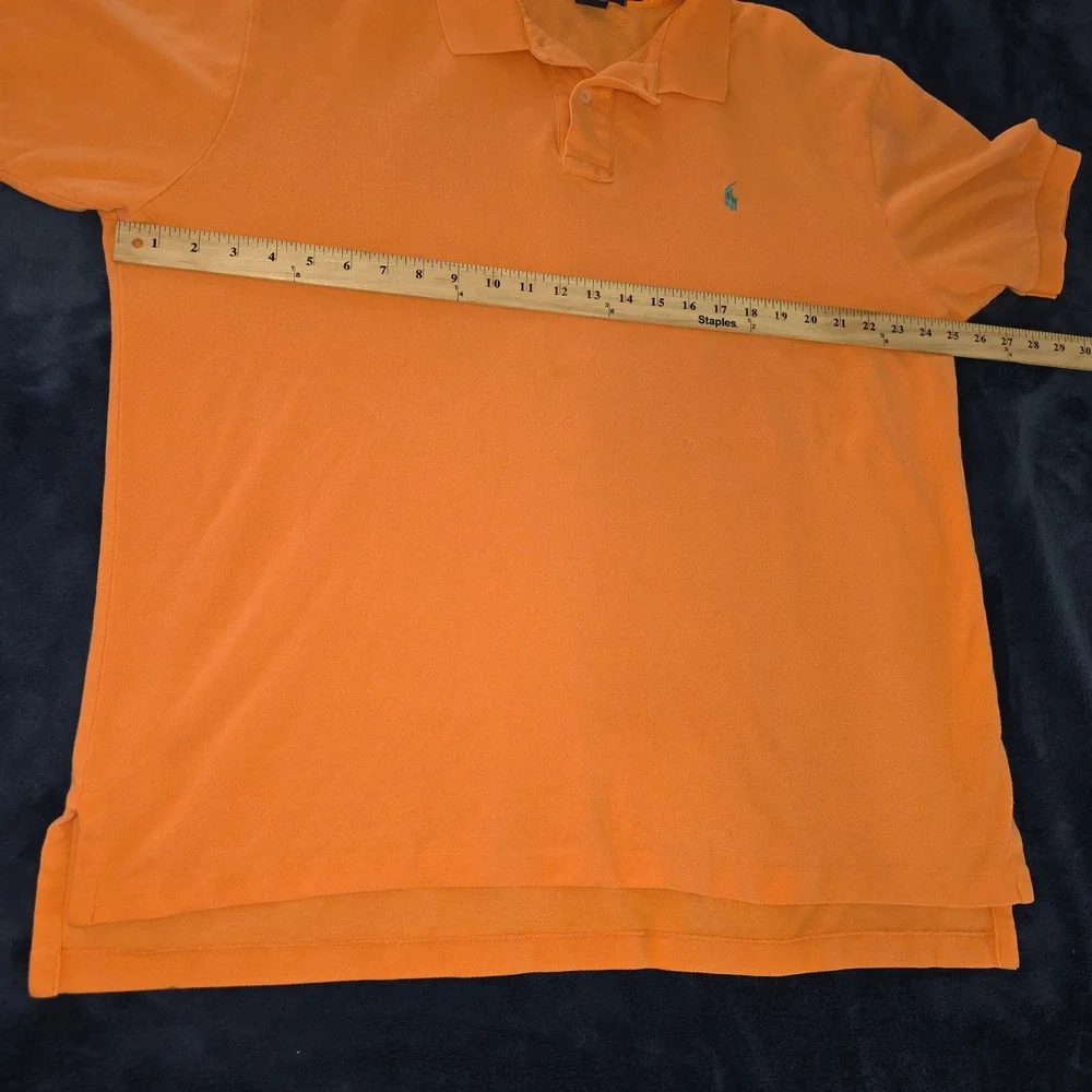 Polo Ralph Lauren Mens XL Peach Orange Cotton Pique Short Sleeve Polo‎ Shirt